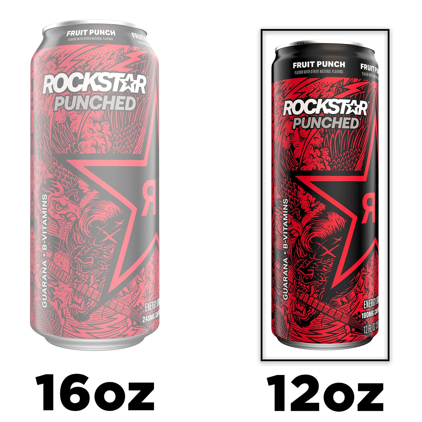 Rockstar Energy Drink, Fruit Punched, 12oz Sleek Cans, 8 Pack