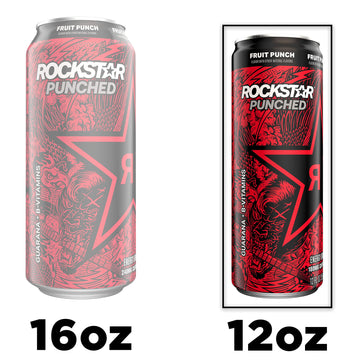 Rockstar Energy Drink, Fruit Punched, 12oz Sleek Cans, 8 Pack