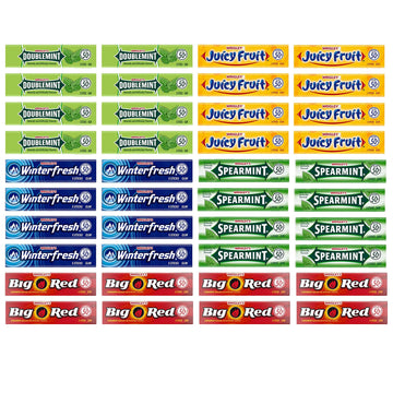Wrigley'S Chewing Gum Assortment 40 Packs - 8 Packs Of Each (5 Flavors) Doublemint, Spearmint, Juicy Fruit, Big Red, Winterfresh