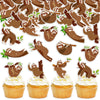 42Pcs Edible Cupcake Toppers Wafer Paper Sloth Animal Cupcake Toppers Drink Topper Dessert Muffin Cake Picks Cake Decoration for