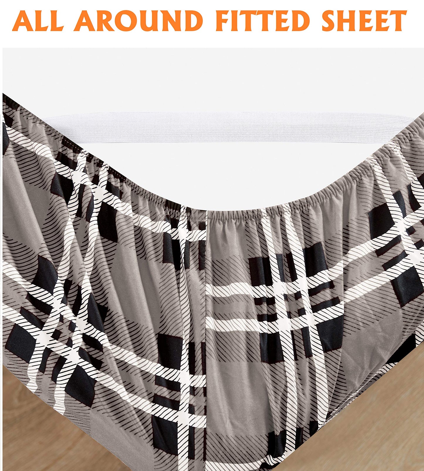 Elegant Comfort Luxury Soft Bed Sheets Plaid Pattern 1500 Thread Count Percale Egyptian Quality Softness Wrinkle And Fade Resist