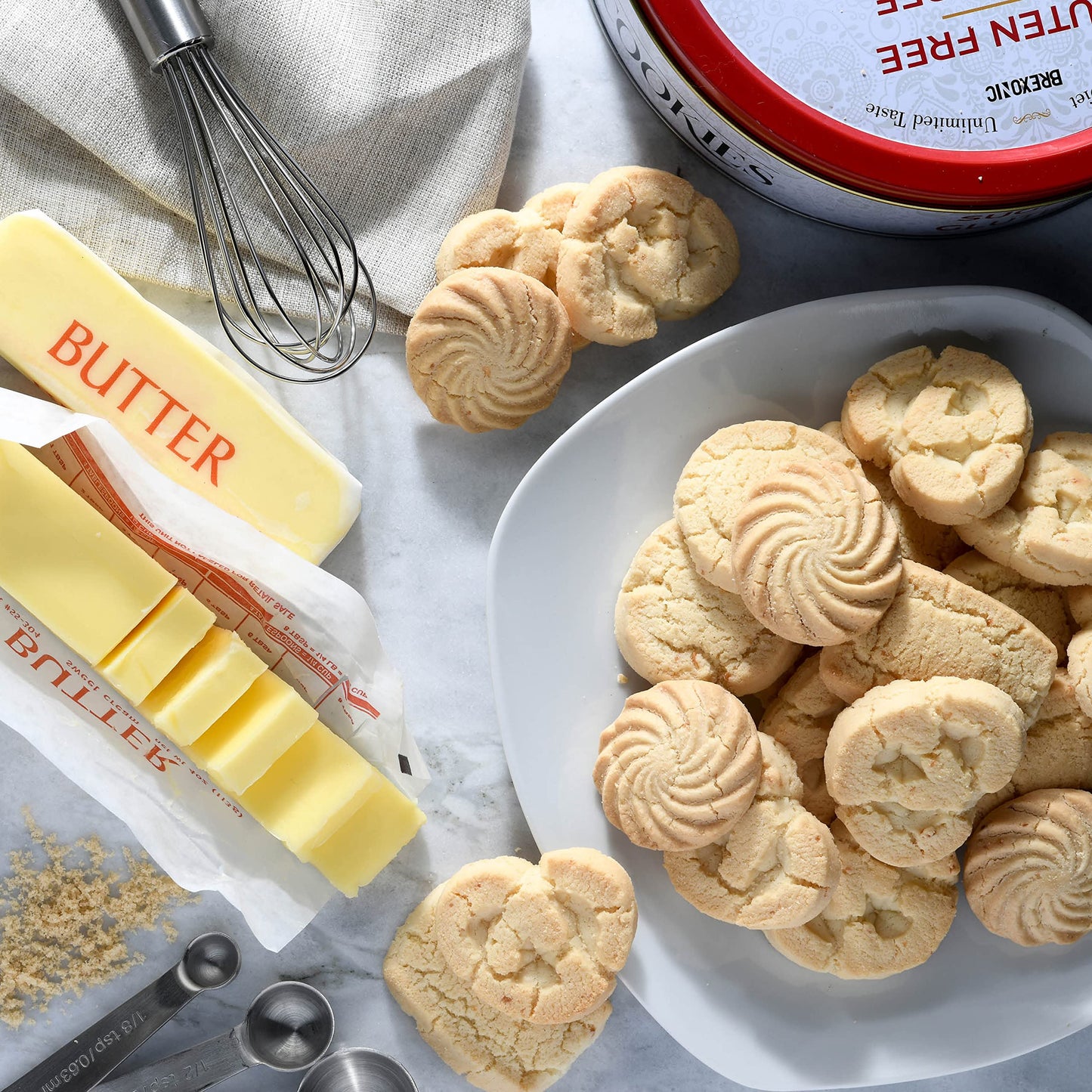 Gluten Free Sugar Free Butter Cookies 36 Count Traditional Danish Cookies, Premium Assorted Shortbread Cookies For Diabetics (1