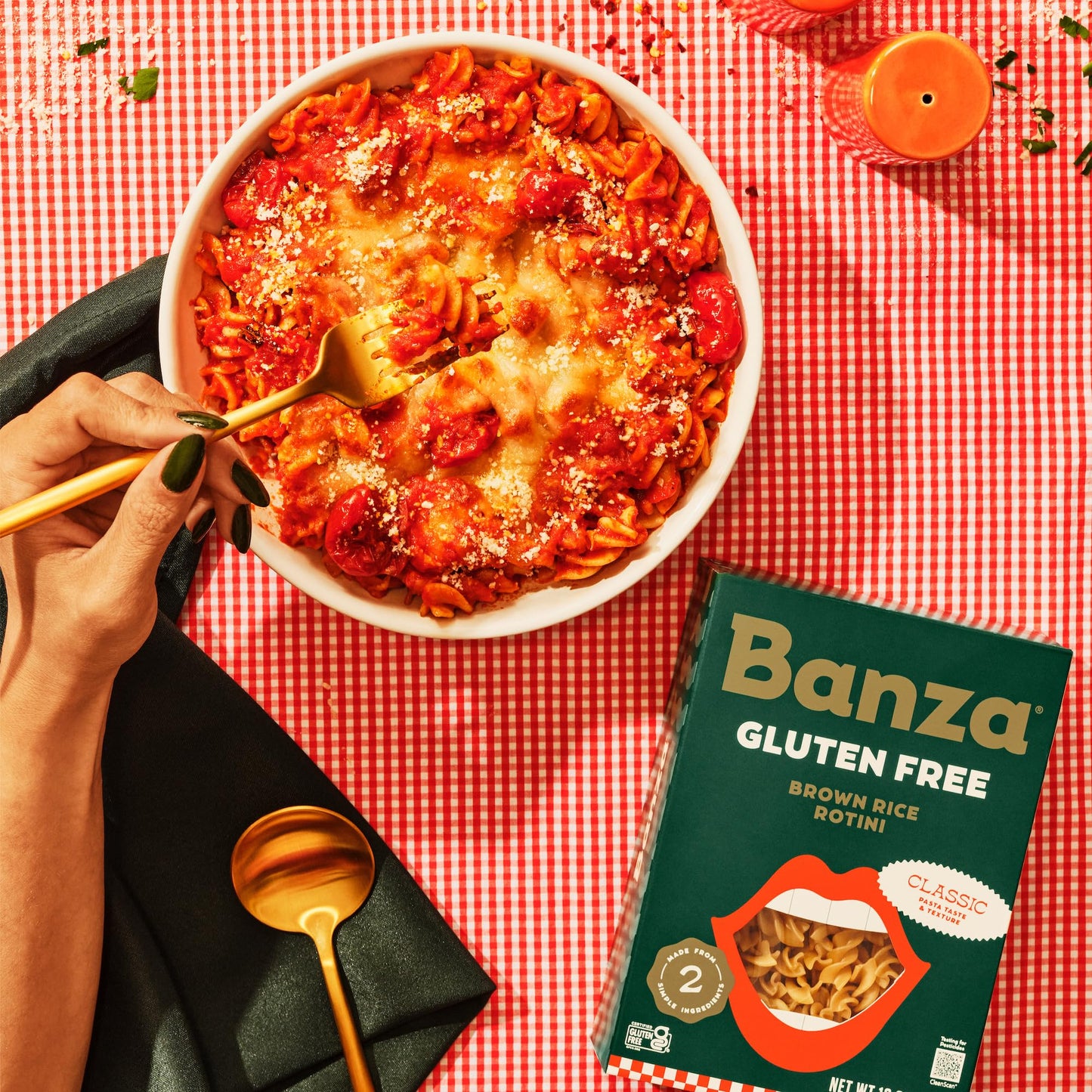 Banza Brown Rice Rotini - Gluten-Free Pasta Made in Italy - Non-GMO, 10oz - Classic Texture, Perfect for Leftovers