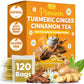 Premium Turmeric, Ginger, Cinnamon & Chamomile Flowers Tea | Improve Digestion, Support Brain, Weight, Skin and Sleep, Eco-Conscious Tea Bags