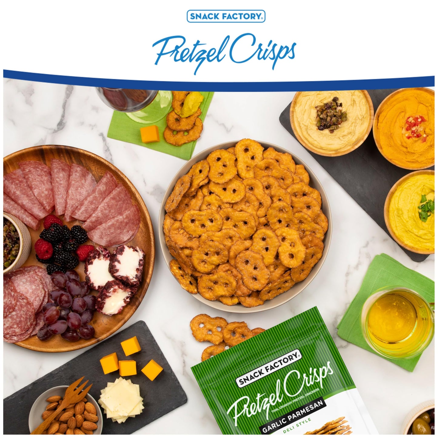 Snack Factory Garlic Parmesan Pretzel Crisps, 7.2 Oz Resealable Bag