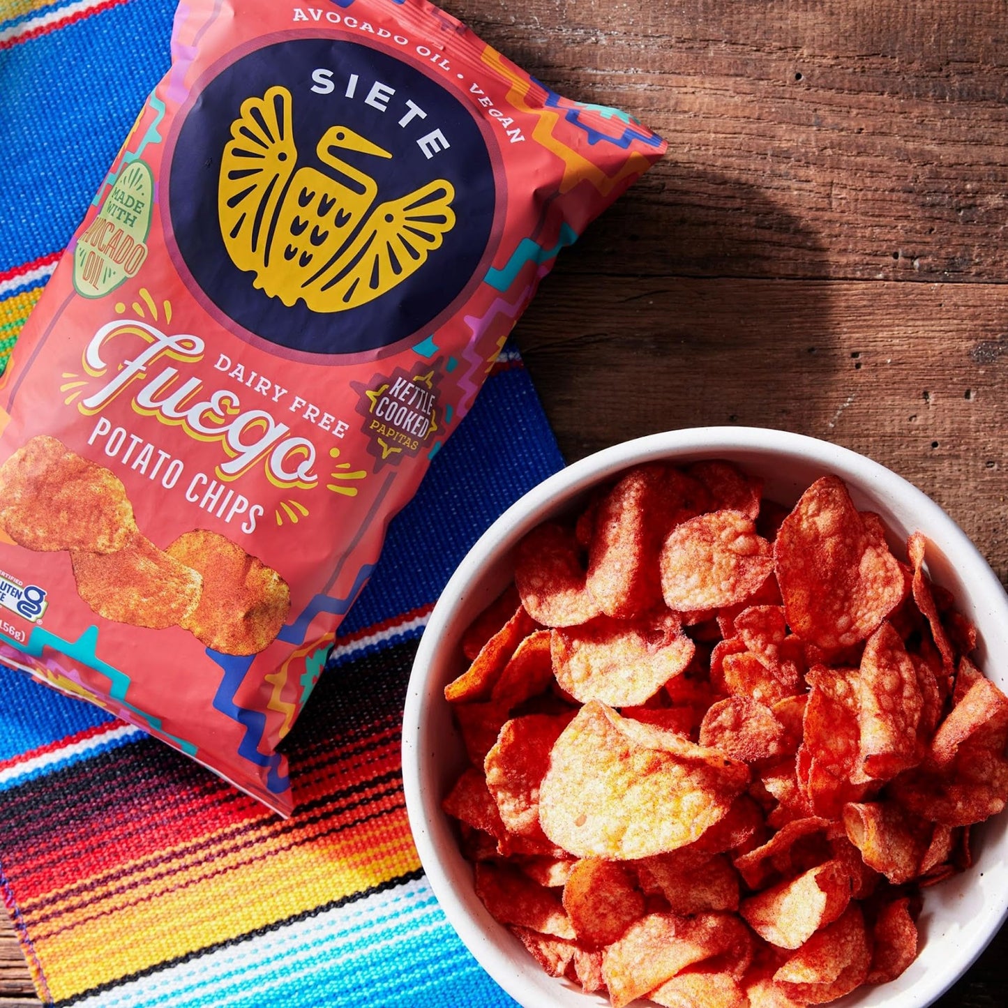 Siete Grain Free Potato Chips | Kettle Cooked | Gluten Free Chips | Vegan Snacks | Non GMO | Fuego, 5.5 Ounce (Pack of 6)