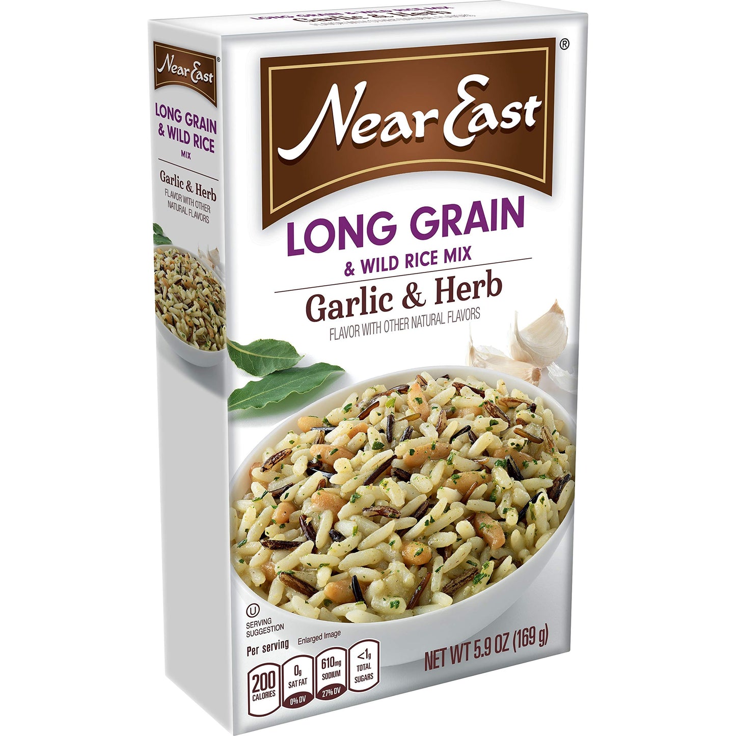 Near East Long Grain & Wild Rice Mix, Garlic & Herb, 5.9oz Box