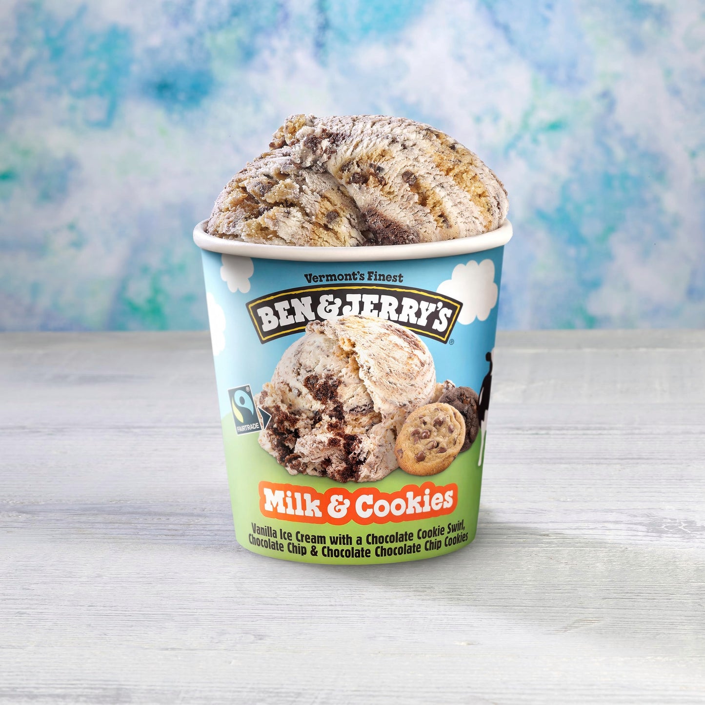 Ben & Jerrys Milk & Cookies Vanilla Ice Cream Pint Non-GMO 16 oz