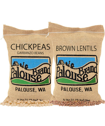 Chickpeas | Brown Lentils | 10 Lbs Total | Desiccant Free | Family Farmed In Washington State | Non-Gmo Project Verified | Koshe