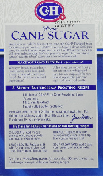 C&H Pure Cane Sugar CONFECTIONERS POWDERED 16oz (2 Pack)