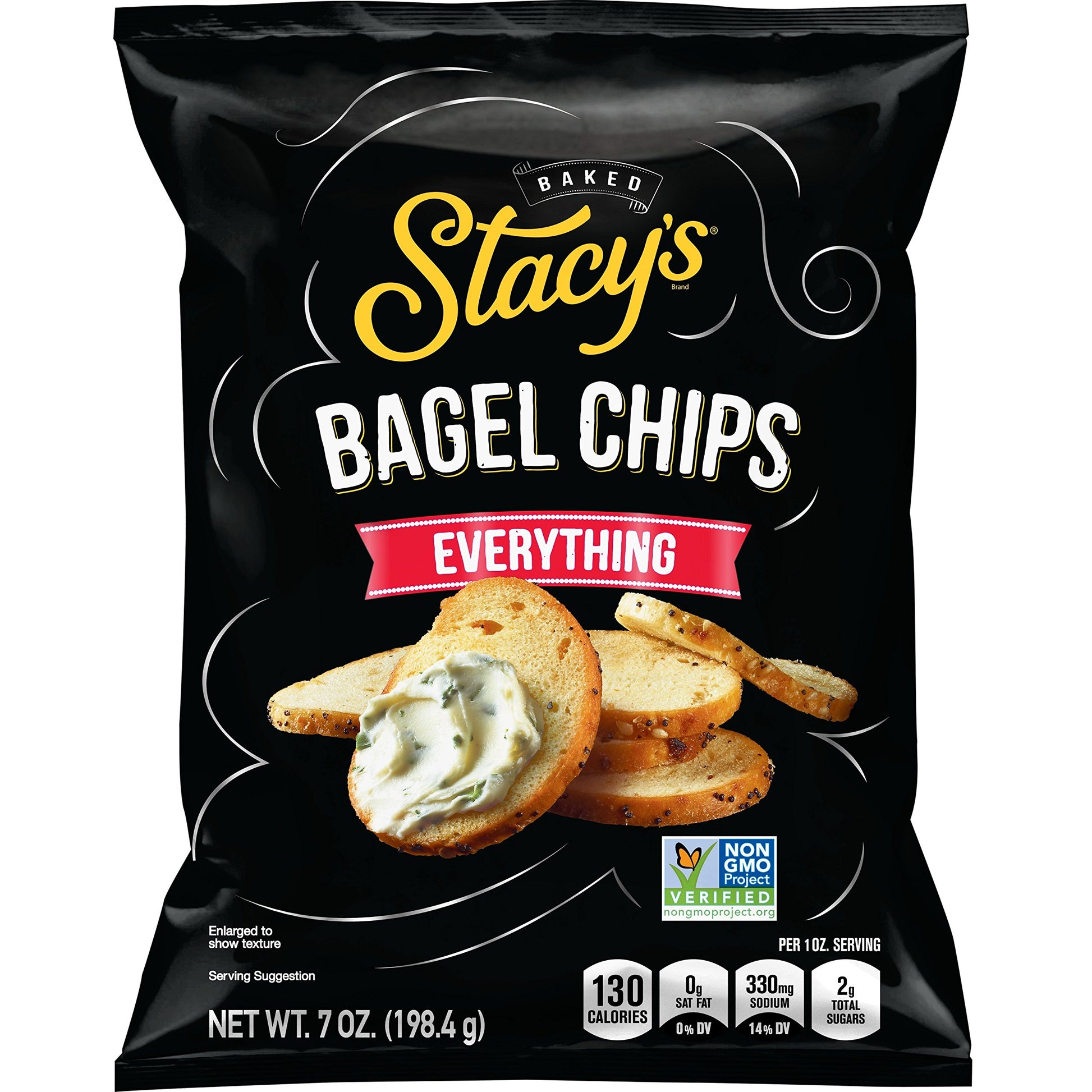Stacys Everything (Onion, Sesame, Poppy & Garlic) Flavored Bagel Chips, 7 Ounce Bags (Pack of 12)