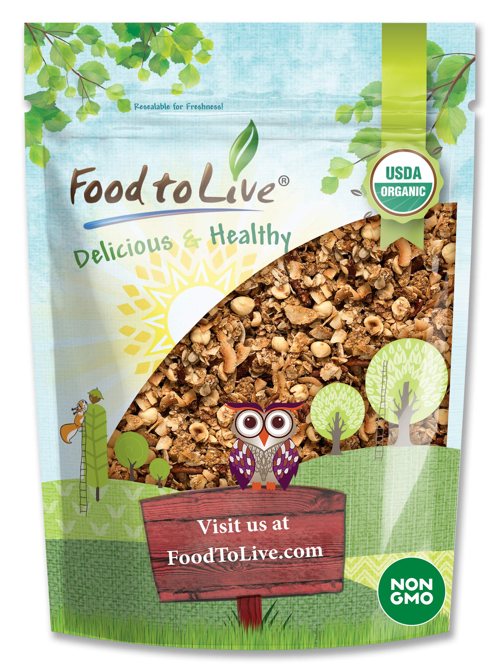 Food to Live Organic Golden Crunchy Granola, 1.5 Pounds - Small Batch, Handcrafted, Bulk, Great as Snack for Breakfast Cereals, 