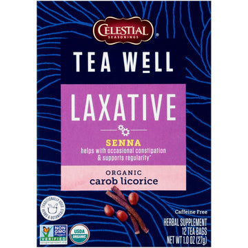Celestial Seasonings Teawell Herbal Tea, Laxative, Organic Carob Licorice, 12 Count