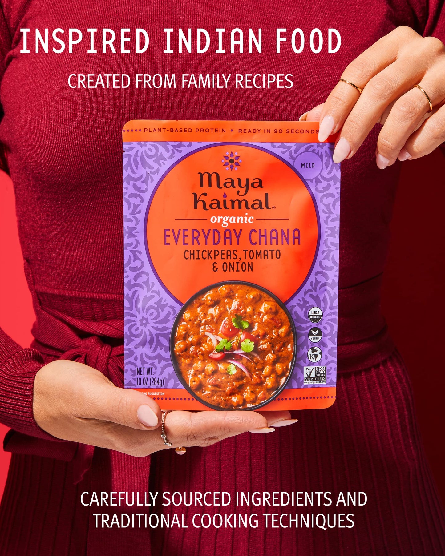 Maya Kaimal Organic Indian Everyday Chana - Fully Cooked - Vegan - Microwavable - Ready To Eat Meals (10 Ounce (Pack Of 3), Chic
