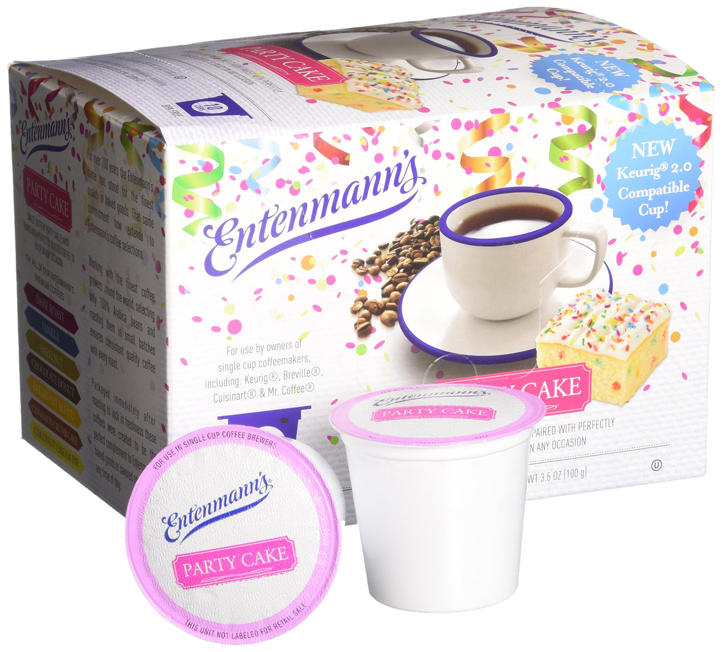 Entenmann'S Party Cake Coffee Single Serve Cups, Party Cake, 10 Ounces (Pack Of 20)