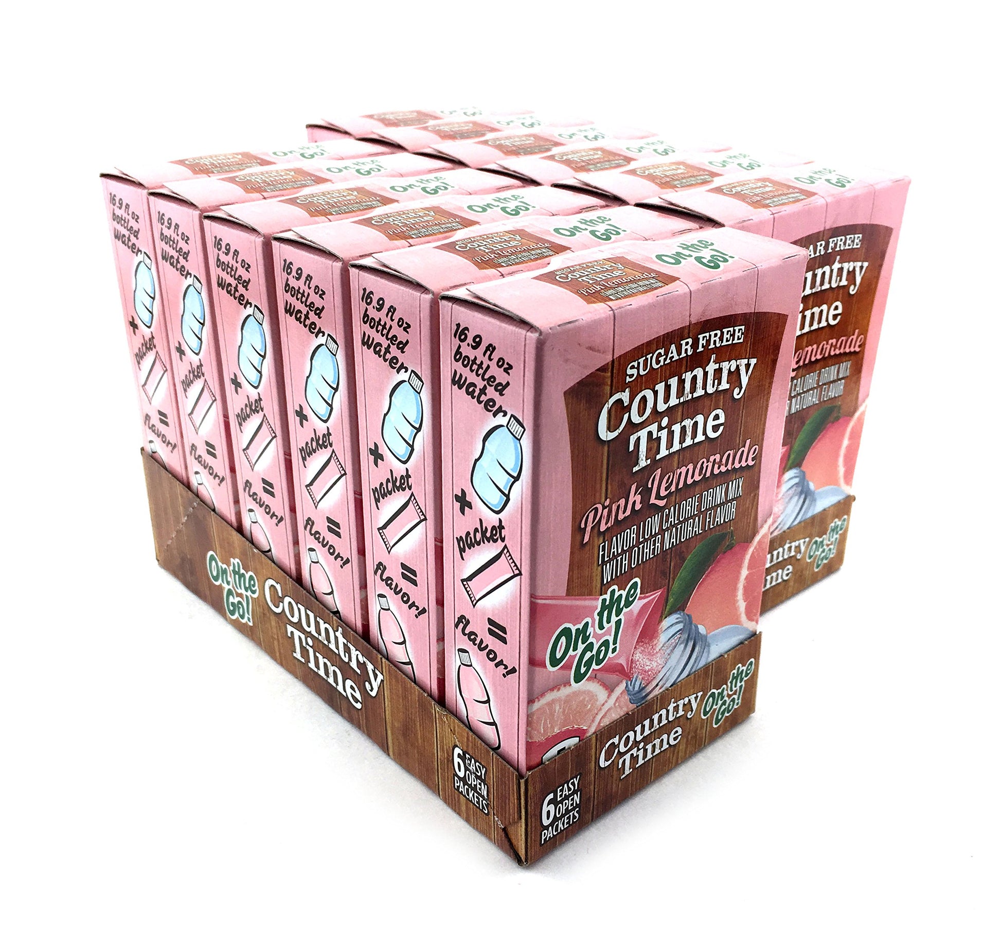 Country Time Pink Lemonade Sugar Free On The Go, 0.9 Ounce Packet, 6Ct (Pack Of 12)