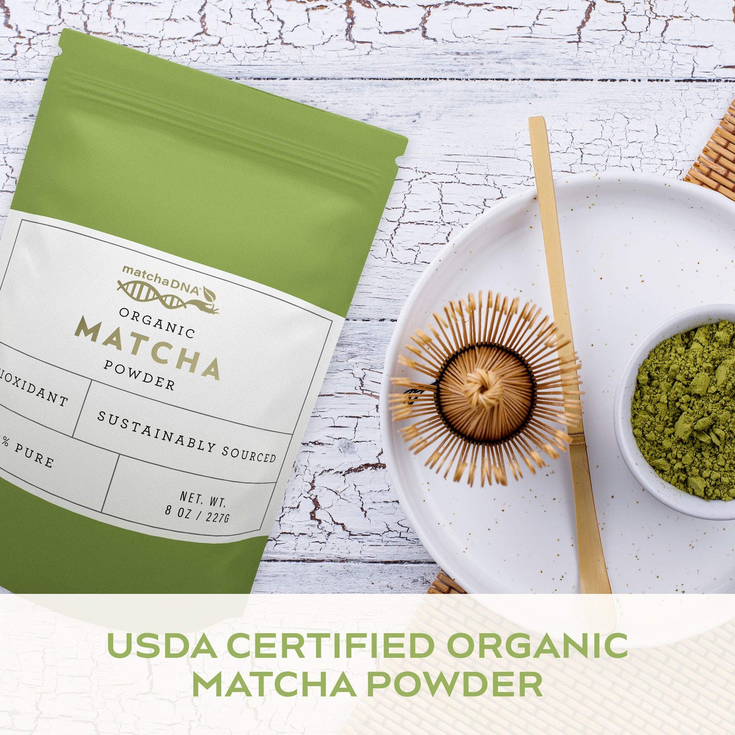 Matcha Dna Green Tea Powder Culinary Grade Powdered High In Antioxidants Usda Organic, 8 Ounce