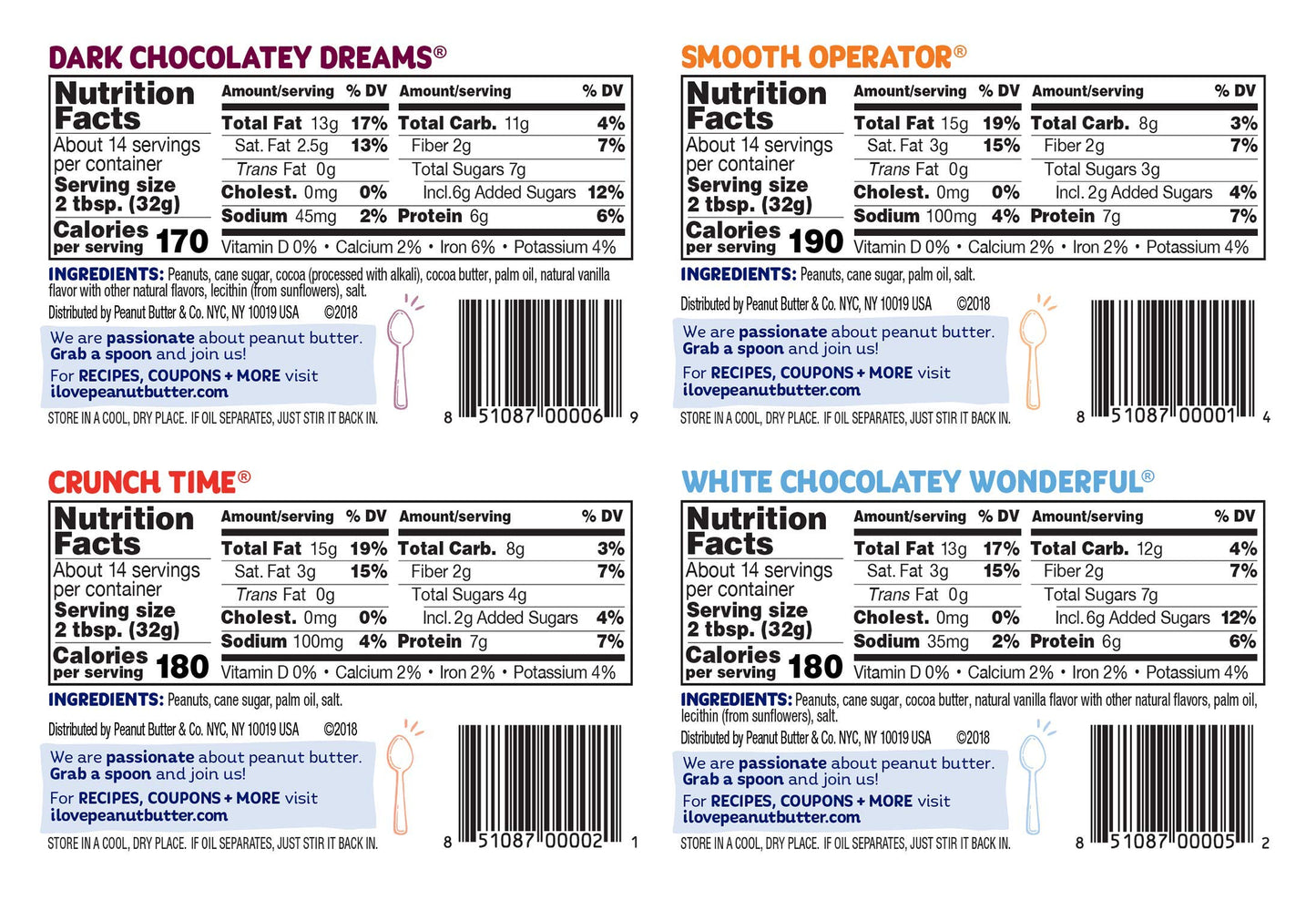 Peanut Butter & Co. Variety Pack, Non-Gmo Project Verified, Gluten Free, Vegan, 16 Ounce (Pack Of 4)