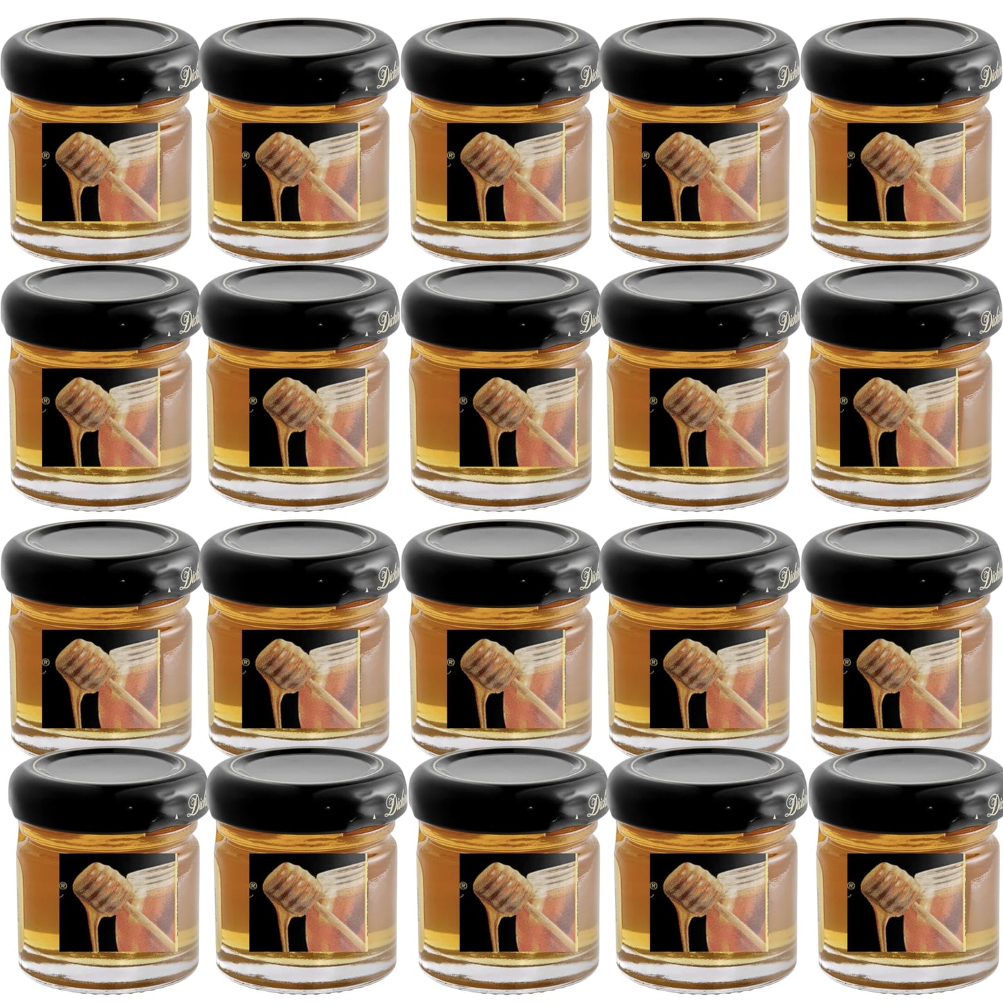 Movelo Pure Honey Mini Jars, 1.1 oz Each, Pack of 16, 100% Natural Honey, Ideal for Tea, Breakfast, Travel, Restaurants, Gift Baskets