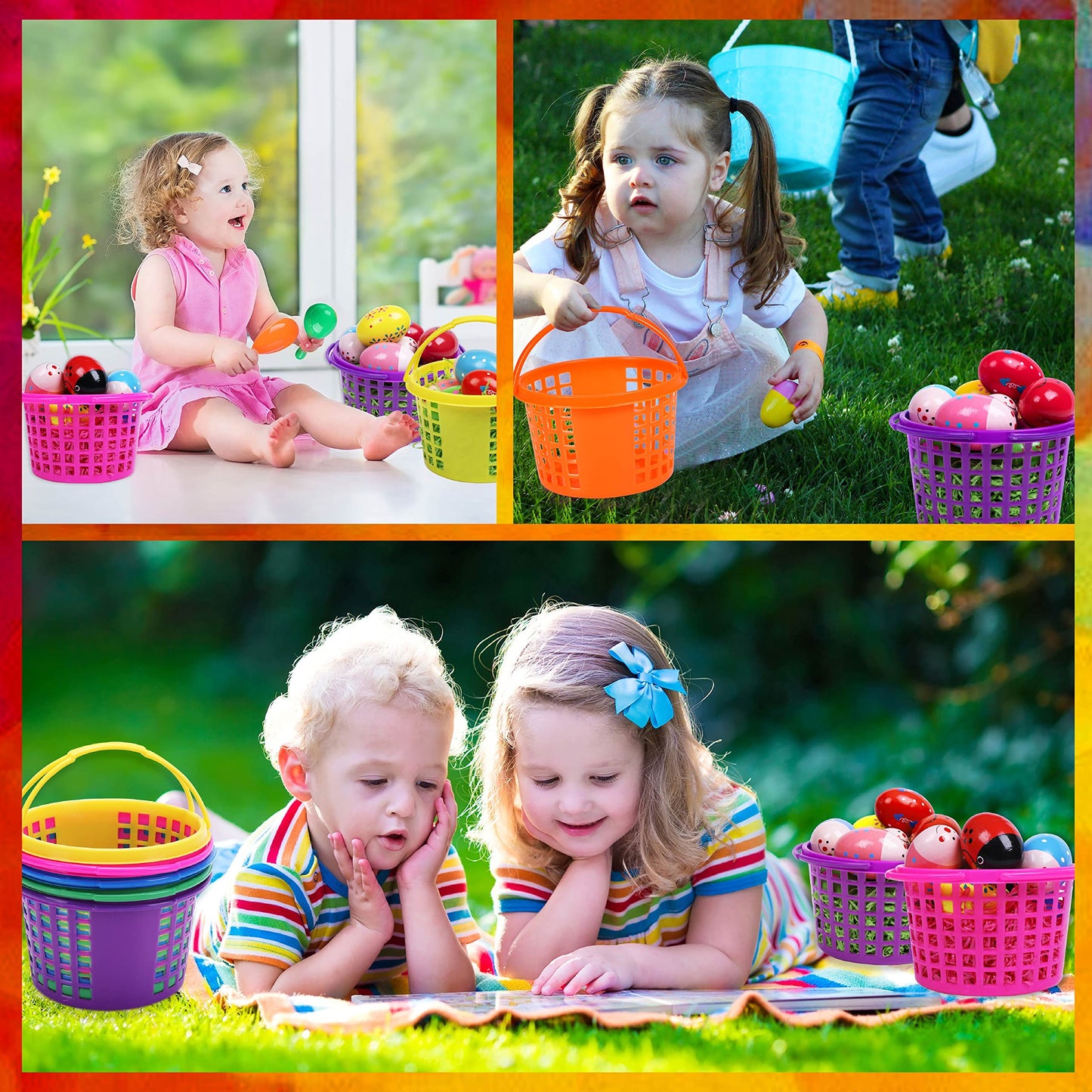 18 Pcs Easter Baskets Small With Handles For Kids Egg Hunting-70G Easter Grass Stuffers For Spring Party Crafts Supplies Accesso