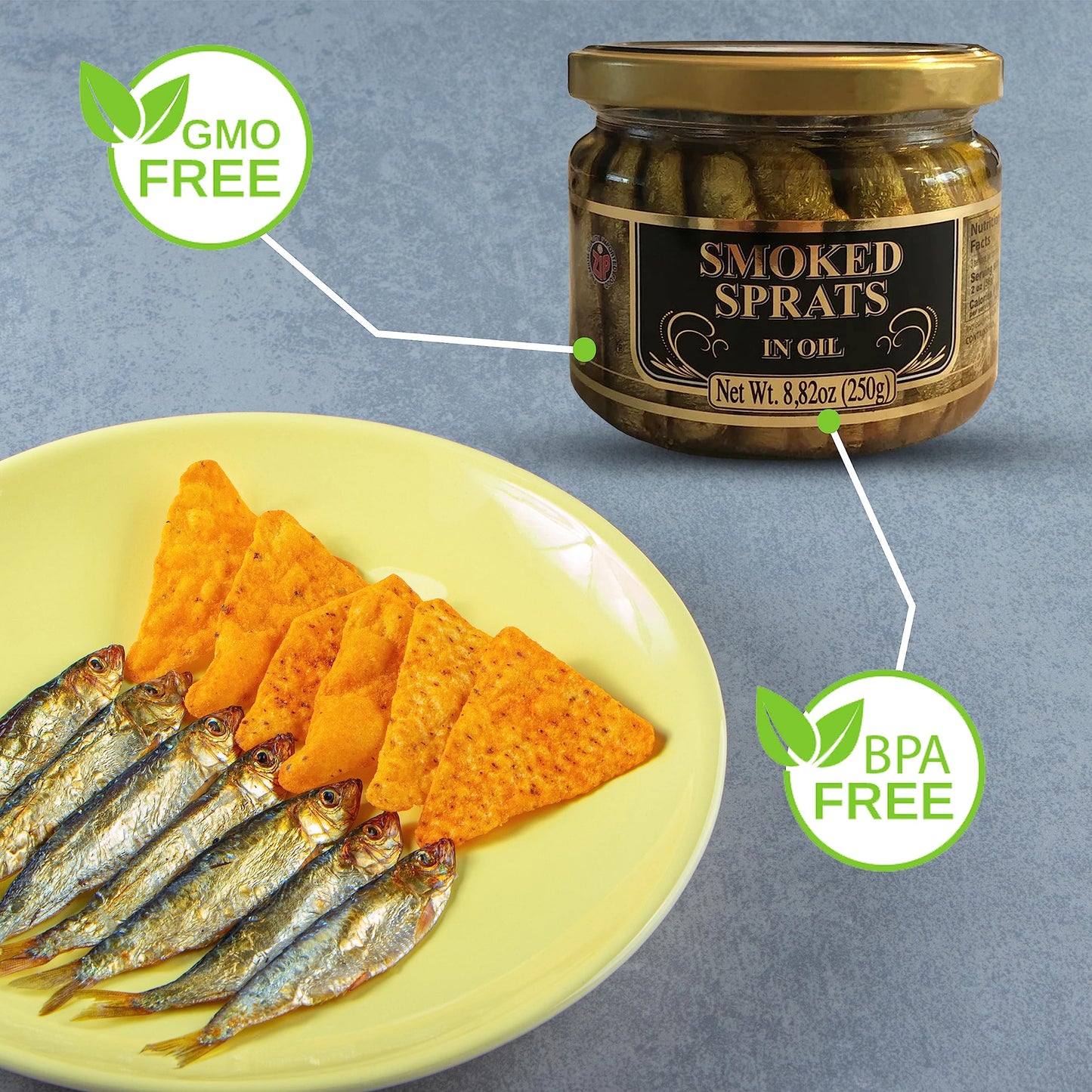 RIGA GOLD Smoked Sprats in Oil, 8.82 oz (250g), Pack of 6