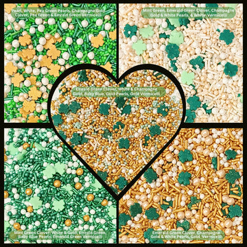 Confect St. Patricks Green, Gold & White Sprinkles Mix | Edible Sprinkles For Baking & Cake Decorative | Birthday & Celebration