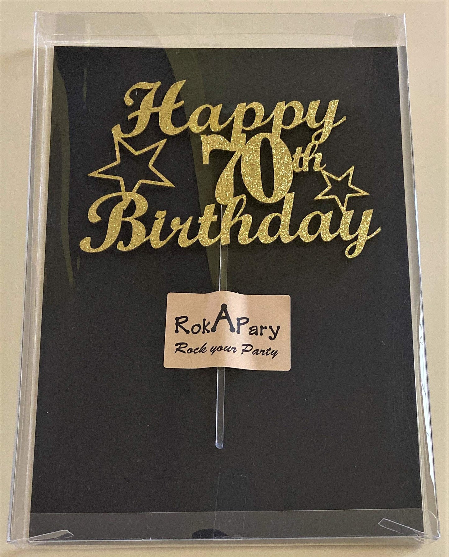 70 Birthday Cake Topper Gold Glitter, Party Decoration Ideas, Premium Quality, Sturdy Doubled Sided Glitter, Acrylic Stick. Made