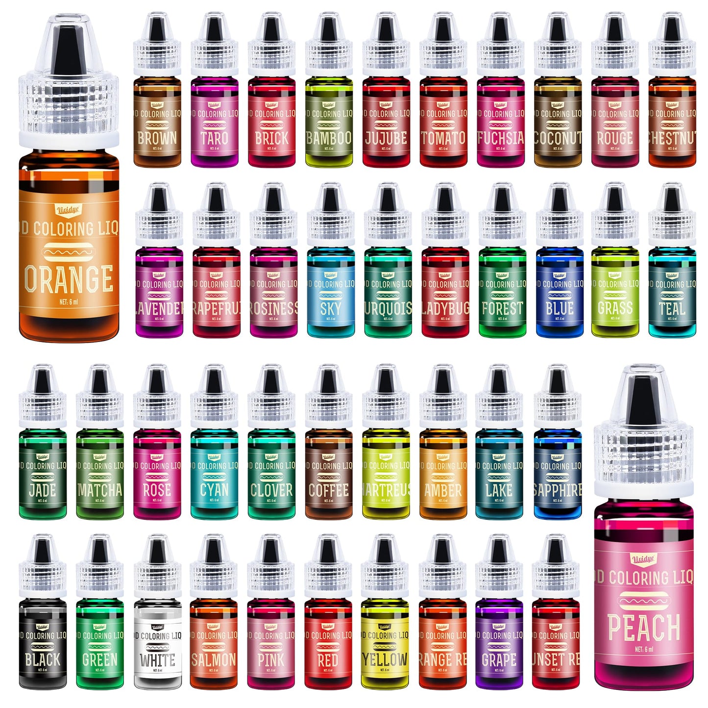 Vividye Food Coloring Set - 42 Vibrant Colors for Baking & Crafts - 0.25 Fl Oz Bottles