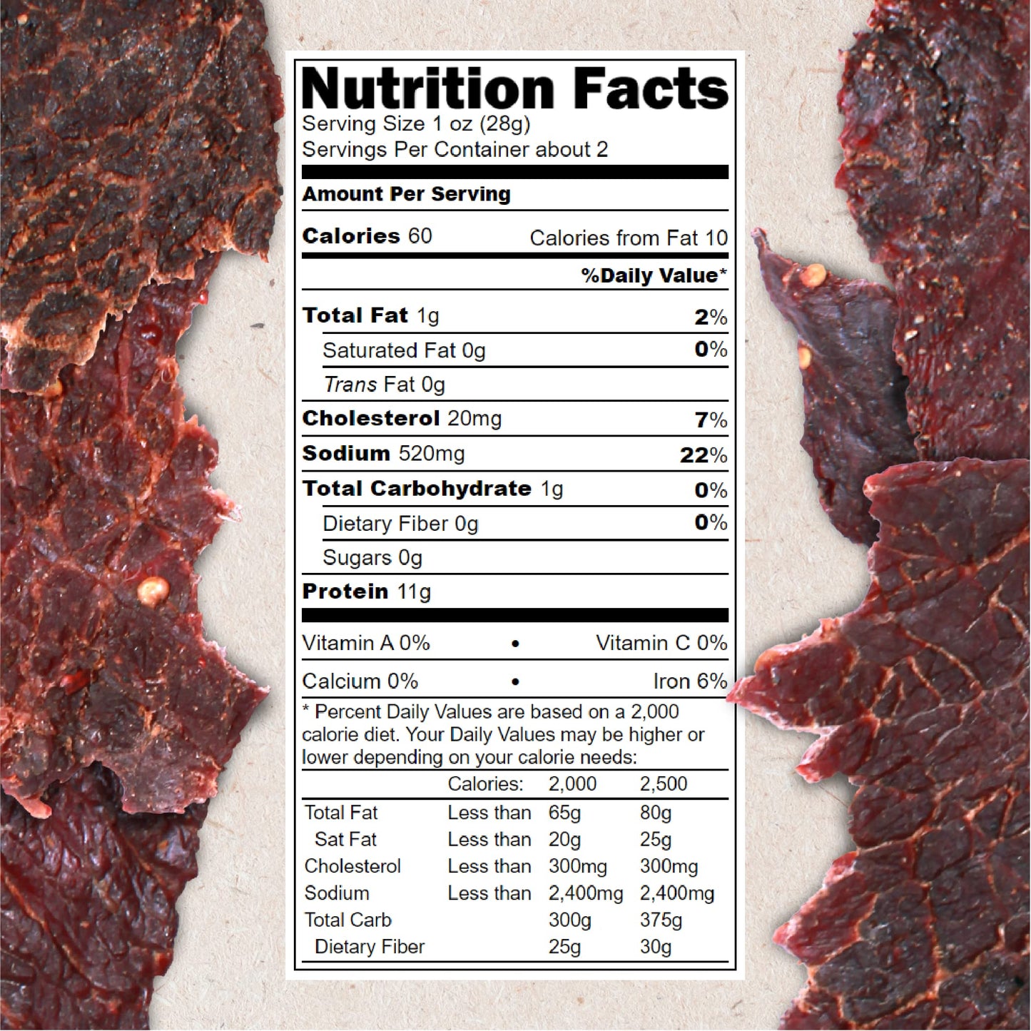 Hardtimes Beef Jerky - Original Flavor - 4 Pack of 2.25 oz. Bags