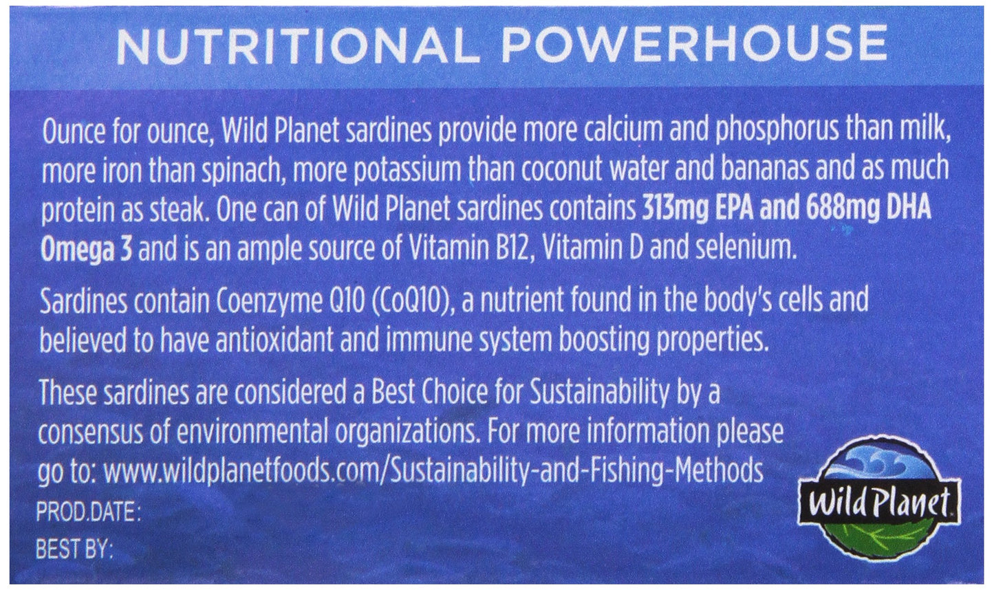 Wild Planet Wild Sardines In Spring Water, 4.4 oz