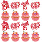 Rsstarxi Cupcake Toppers 24 Pack Glitter Quinceañera Decorations Red
