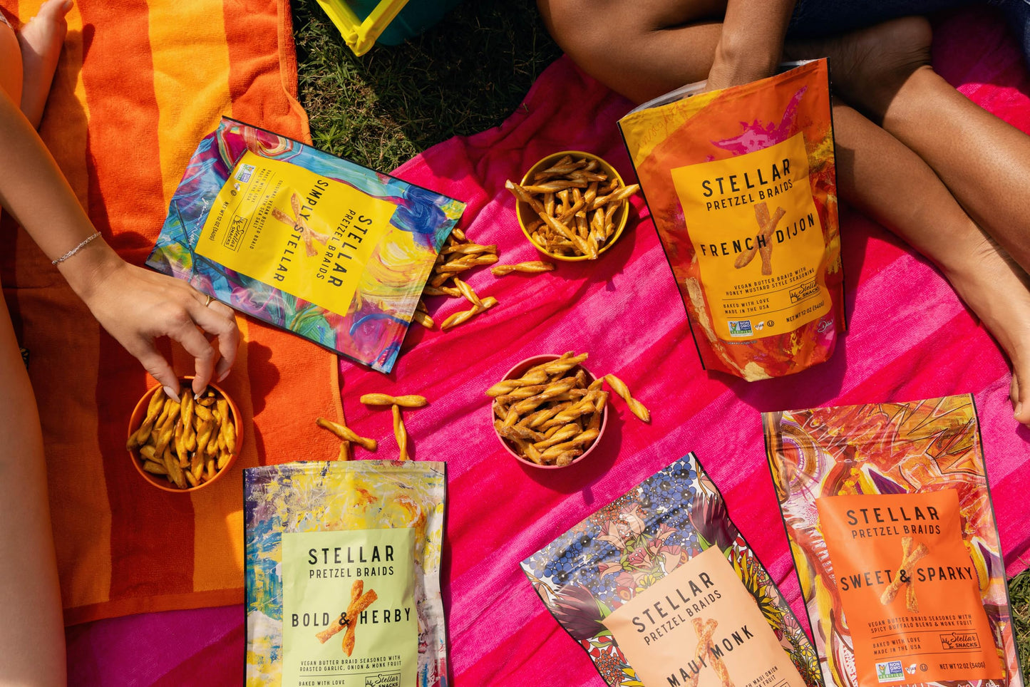 STELLAR SNACKS Pretzel Braids Variety Pack, 4 Flavors, 12 Oz, Vegan, Kosher, Non-GMO, Healthy Snack