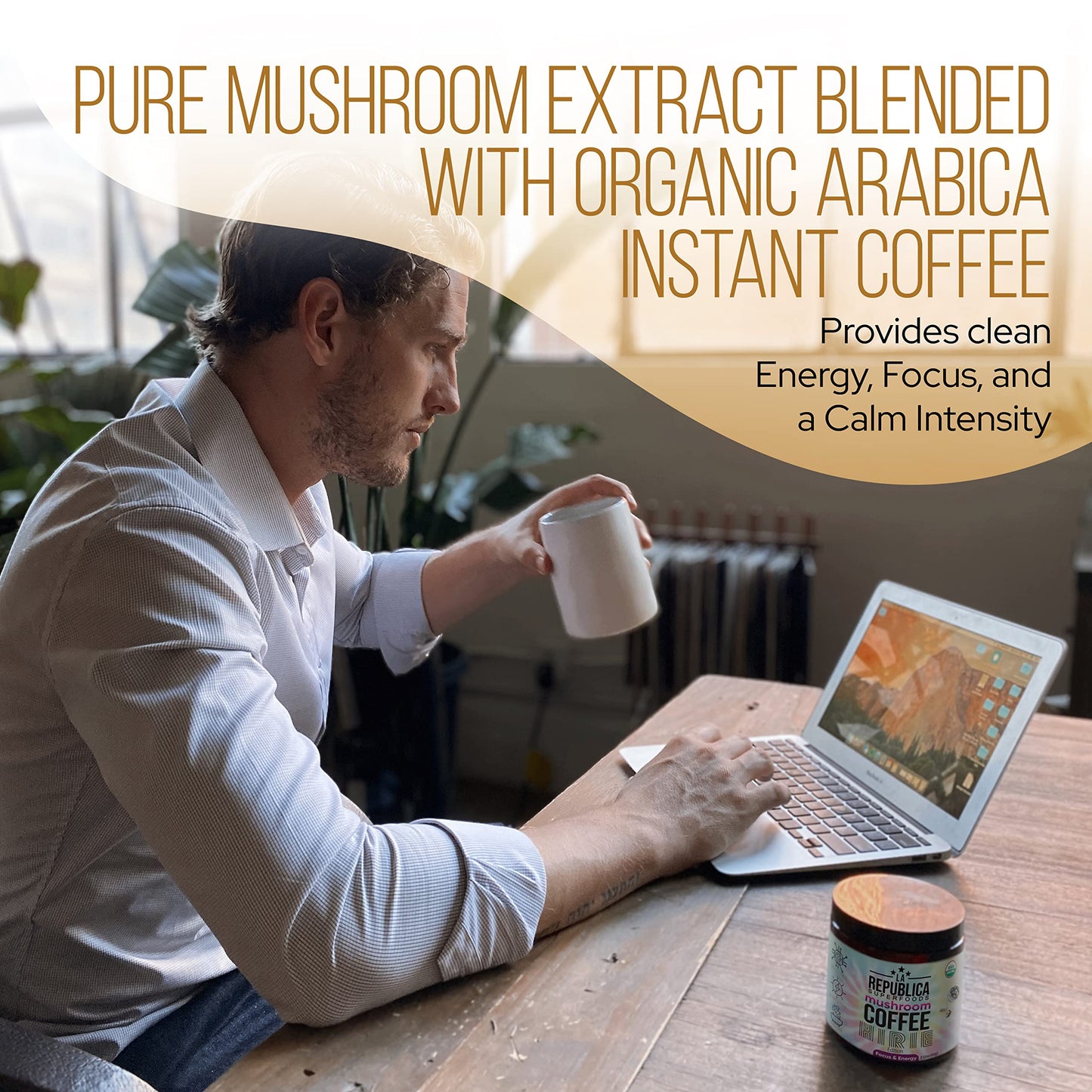 Lrla Superfoods Organic Mushroom Coffee (Hirie Special Edition) 35 Servings With 7 Superfood Shrooms, 100% Fair Trade Rich Mediu