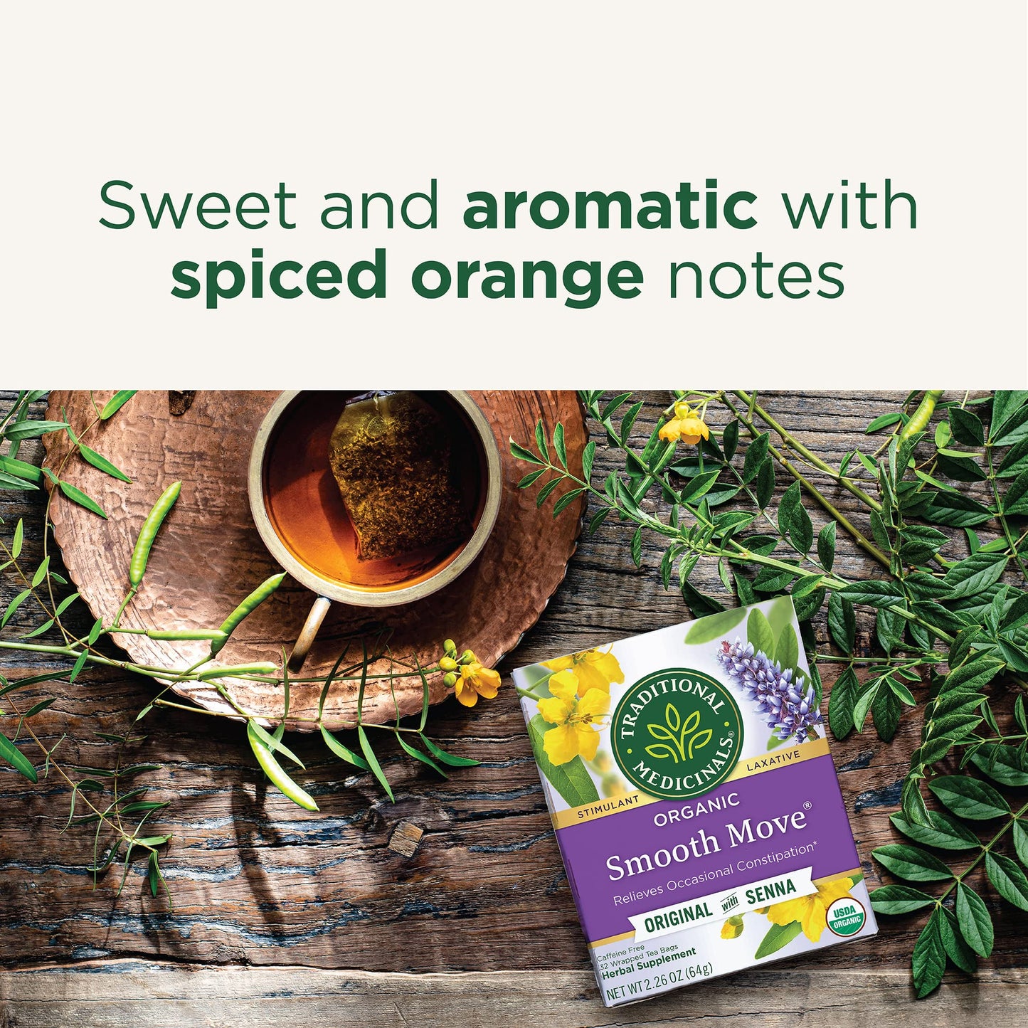 Traditional Medicinals Tea, Organic Smooth Move, Relieves Occasional Constipation, Senna, 32 Tea Bags