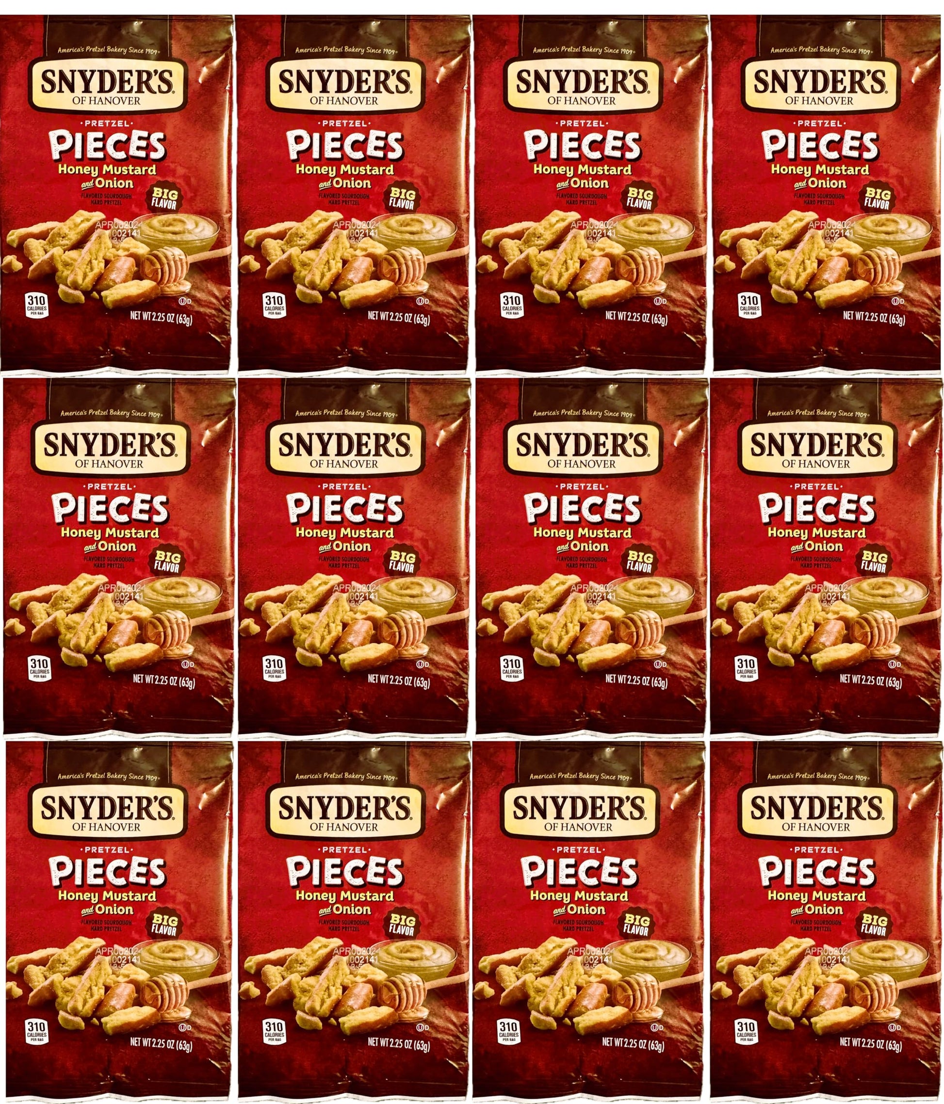 Snyders of Hanover Pretzel Pieces, Honey Mustard Onion, 2.25 oz, Pack of 12 by SUPERDEALS with Mystery Gift