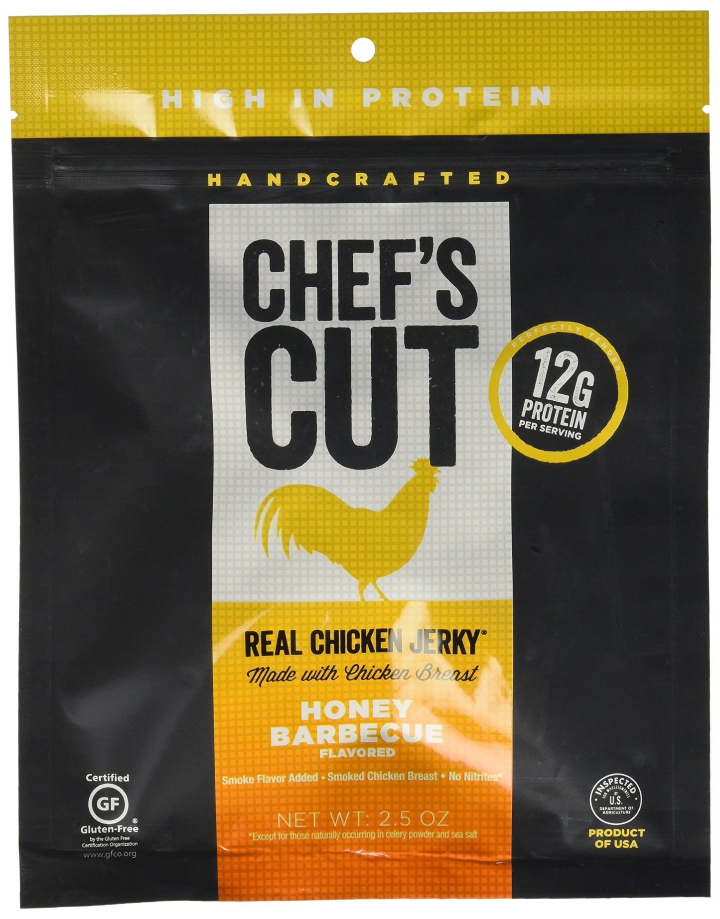 Chefs Cut Real Chicken Jerky Honey Barbeque,2.5OZ (Pack of 8)