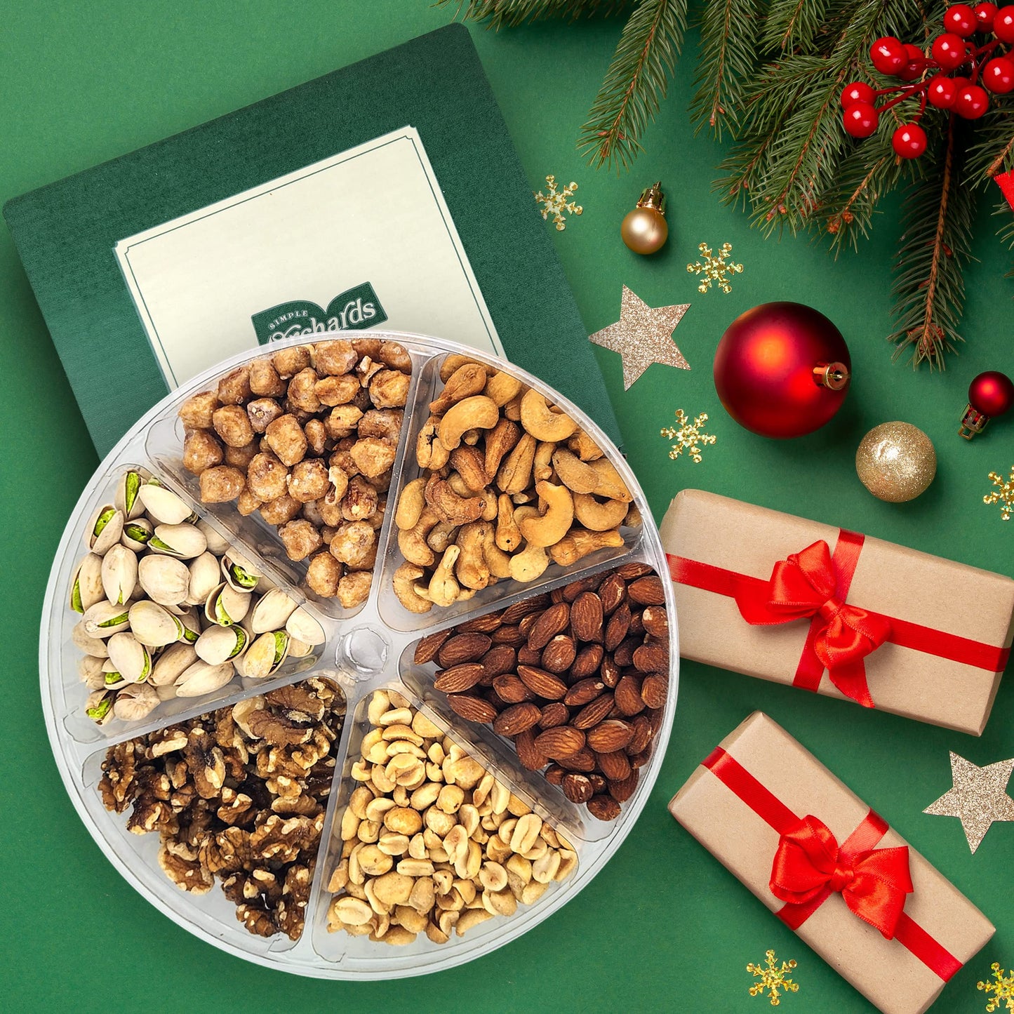 Simple Orchards Gourmet Nuts Gift Basket - 2.2 LB Assorted Nuts in Green Box - Perfect for Mothers Day, Birthdays, Sympathy