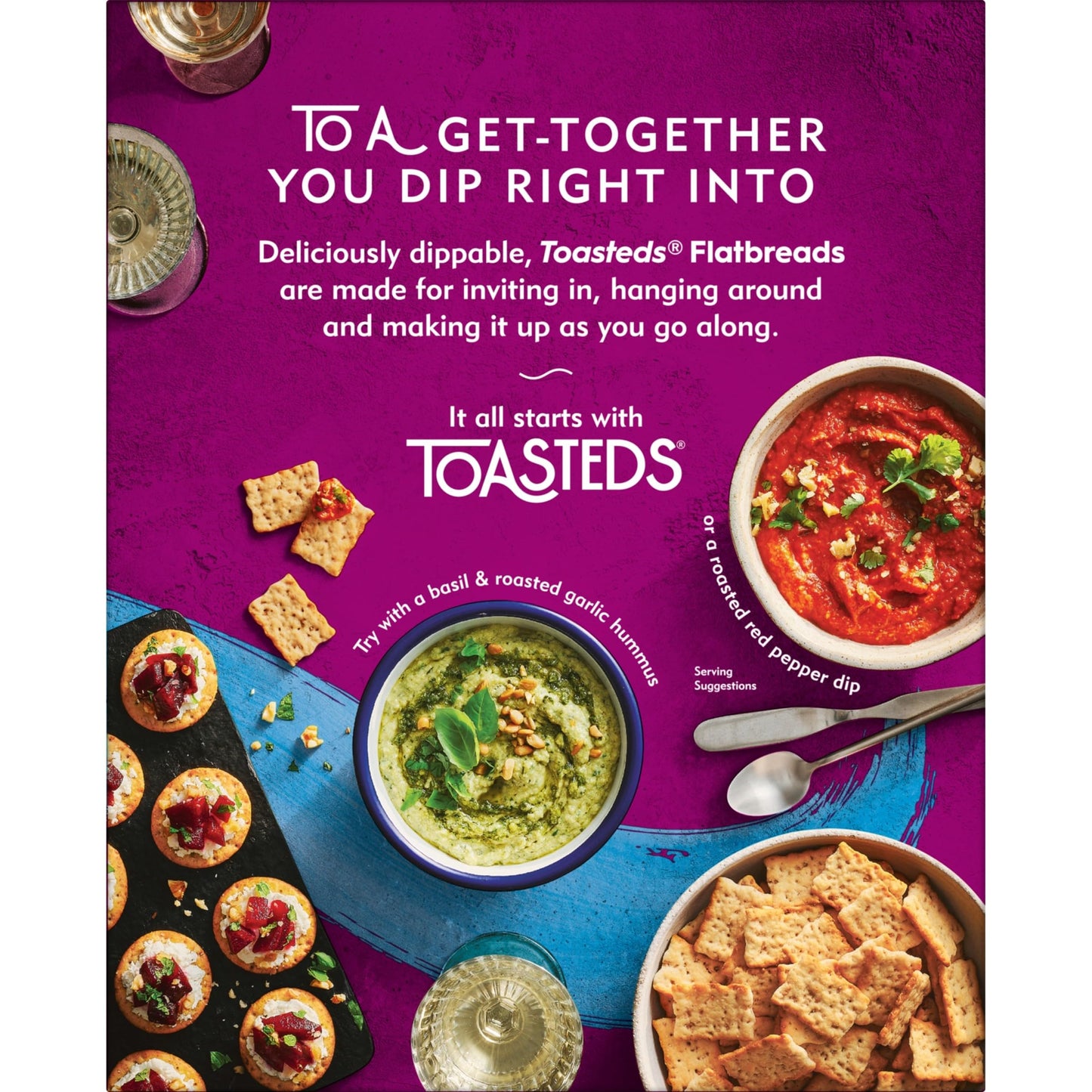 Toasteds Flatbreads Crackers, Party Snacks, Lunch Snacks, Sea Salt and Olive Oil, 8.7oz Box (1 Box)