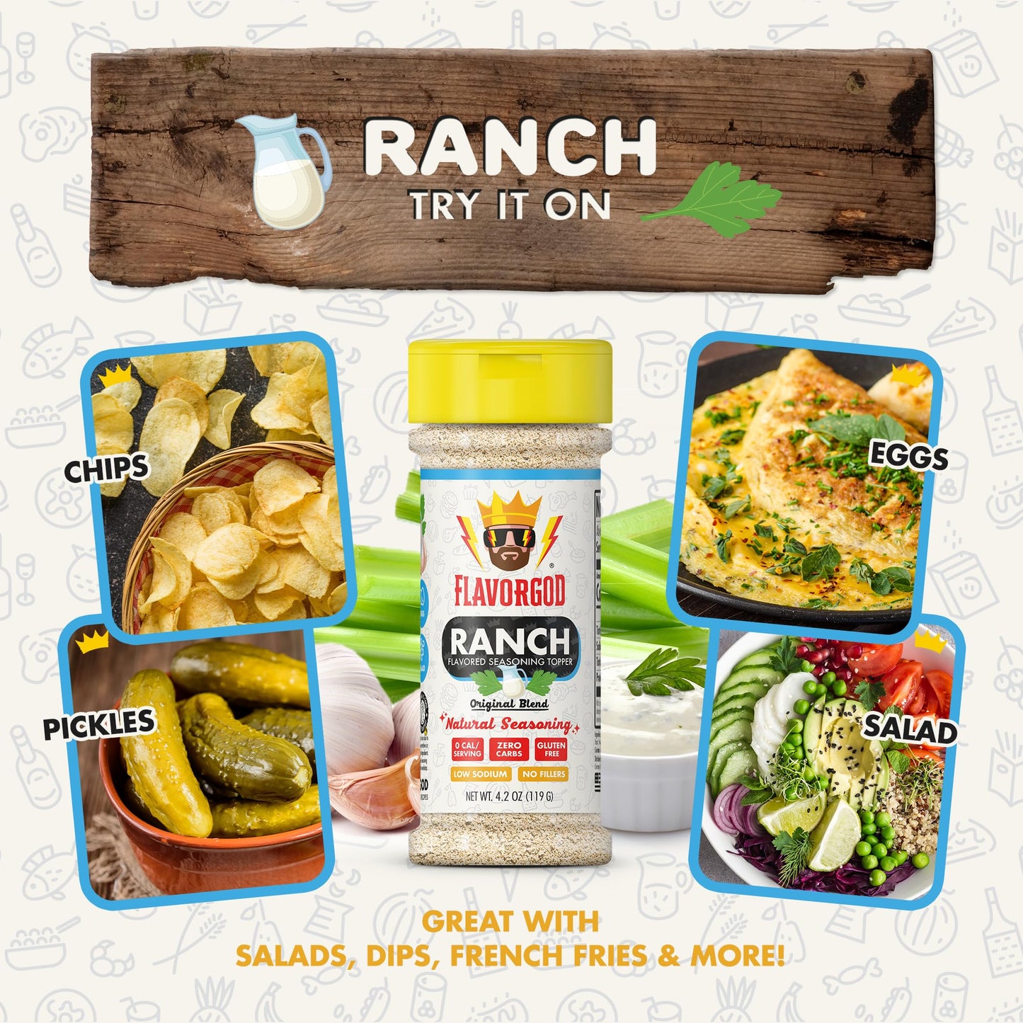Flavor God Ranch Seasoning - Sugar-Free, Low Sodium, Gluten-Free, Keto & Paleo Friendly, Pack of 1