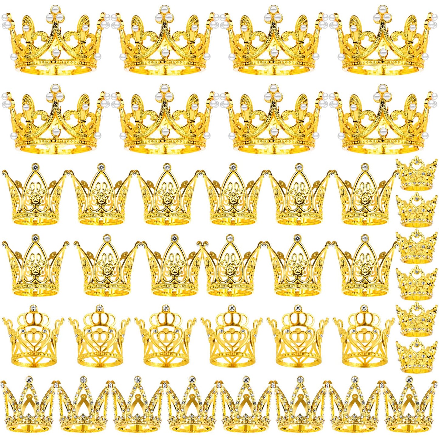 40 Pcs Crowns for Flower Bouquets Crown Cake Topper Small Crown for Flower Accessories Mini Crown Cupcake Toppers for Lady Brida