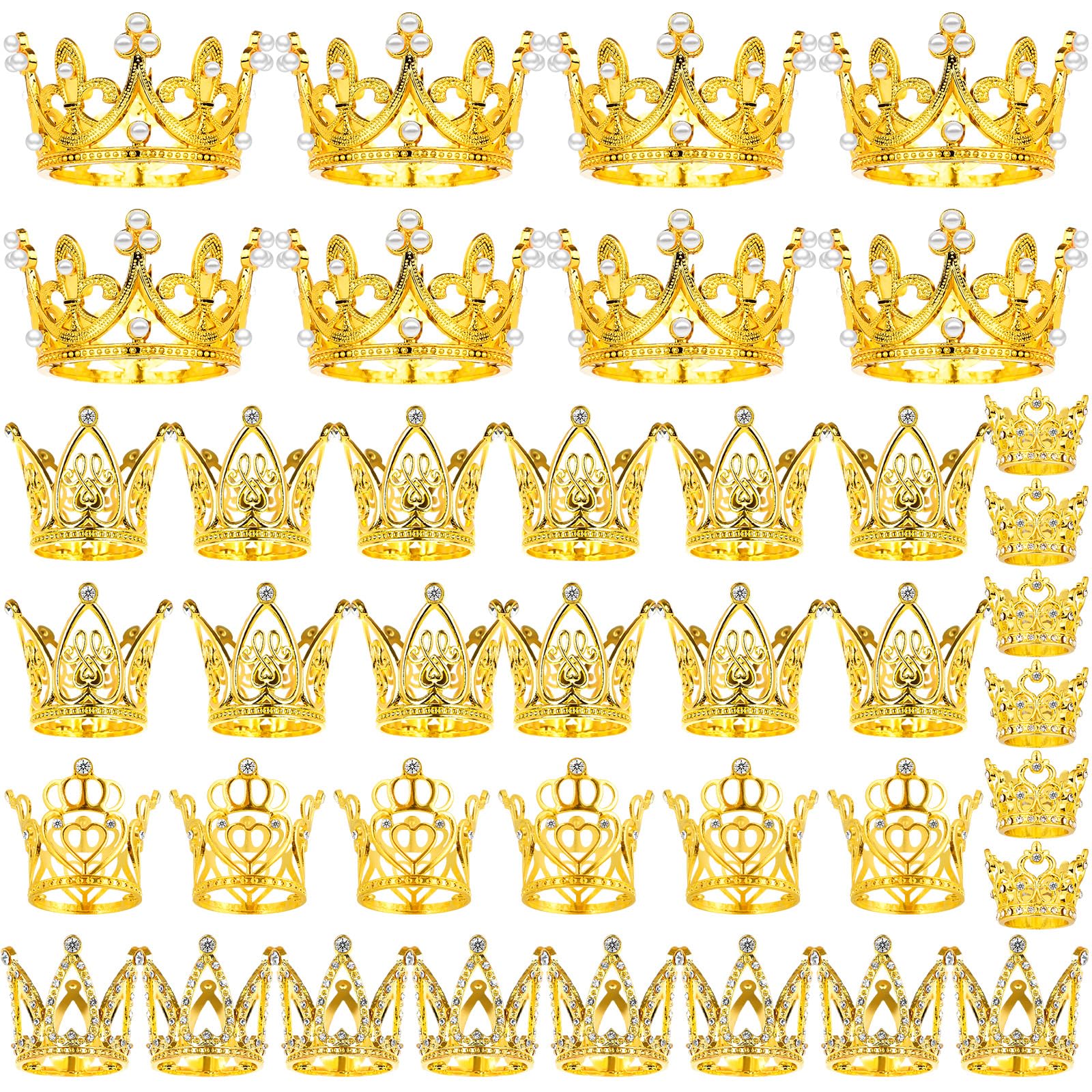 40 Pcs Crowns for Flower Bouquets Crown Cake Topper Small Crown for Flower Accessories Mini Crown Cupcake Toppers for Lady Brida