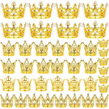 40 Pcs Crowns for Flower Bouquets Crown Cake Topper Small Crown for Flower Accessories Mini Crown Cupcake Toppers for Lady Brida