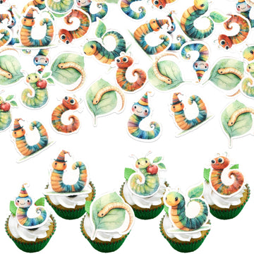 60 Pcs Edible Insect Cupcake Toppers Wafer Paper Insect Caterpillar Cupcake Picks Edible Bug Birthday Cake Decorations For Kids Baby Shower Wedding Birthday Party Cake Food Decorations Supplies