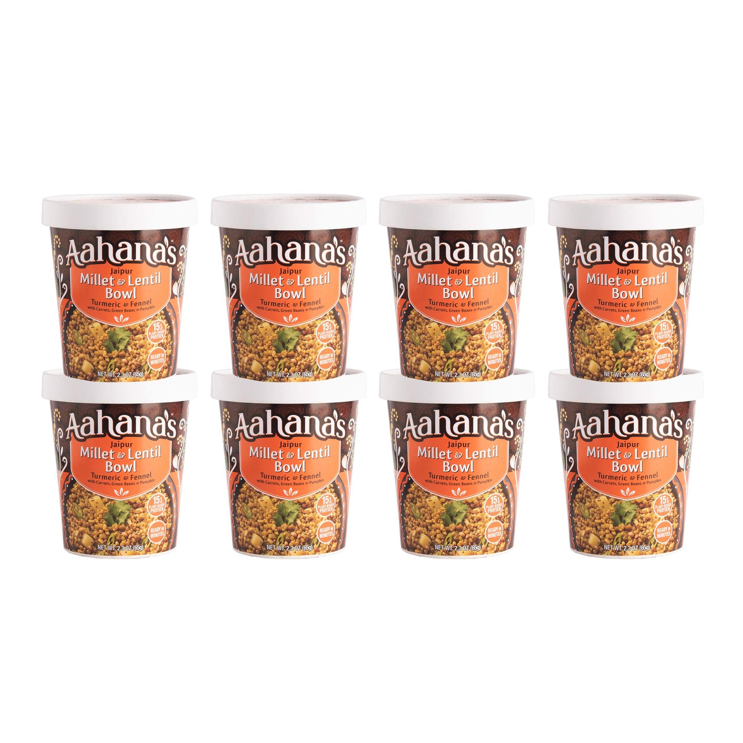 Aahanas Jaipur Millet & Lentil Bowl - Vegan, Gluten Free, Plant-Based, Ready to Eat - Pack of 8