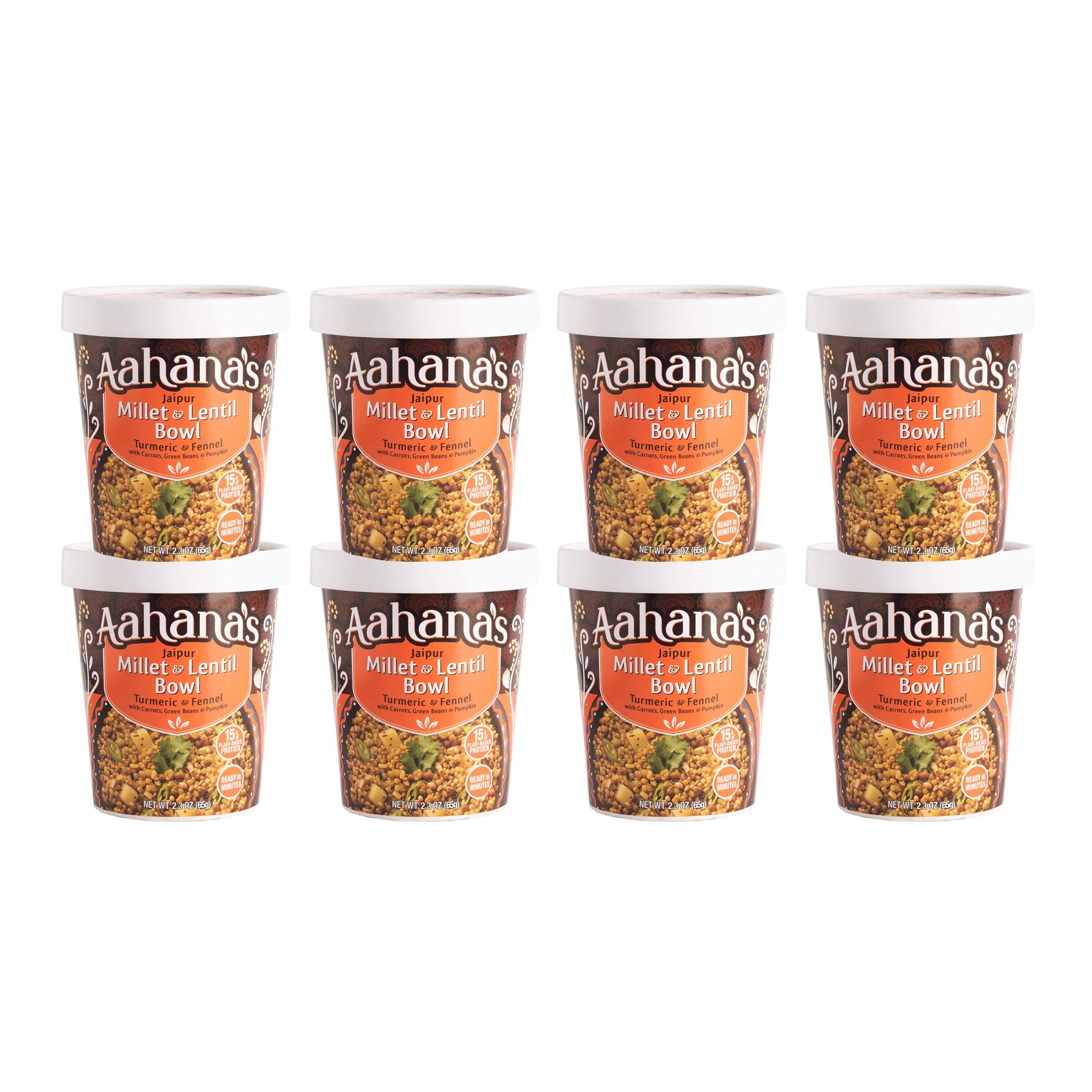 Aahanas Jaipur Millet & Lentil Bowl - Vegan, Gluten Free, Plant-Based, Ready to Eat - Pack of 8