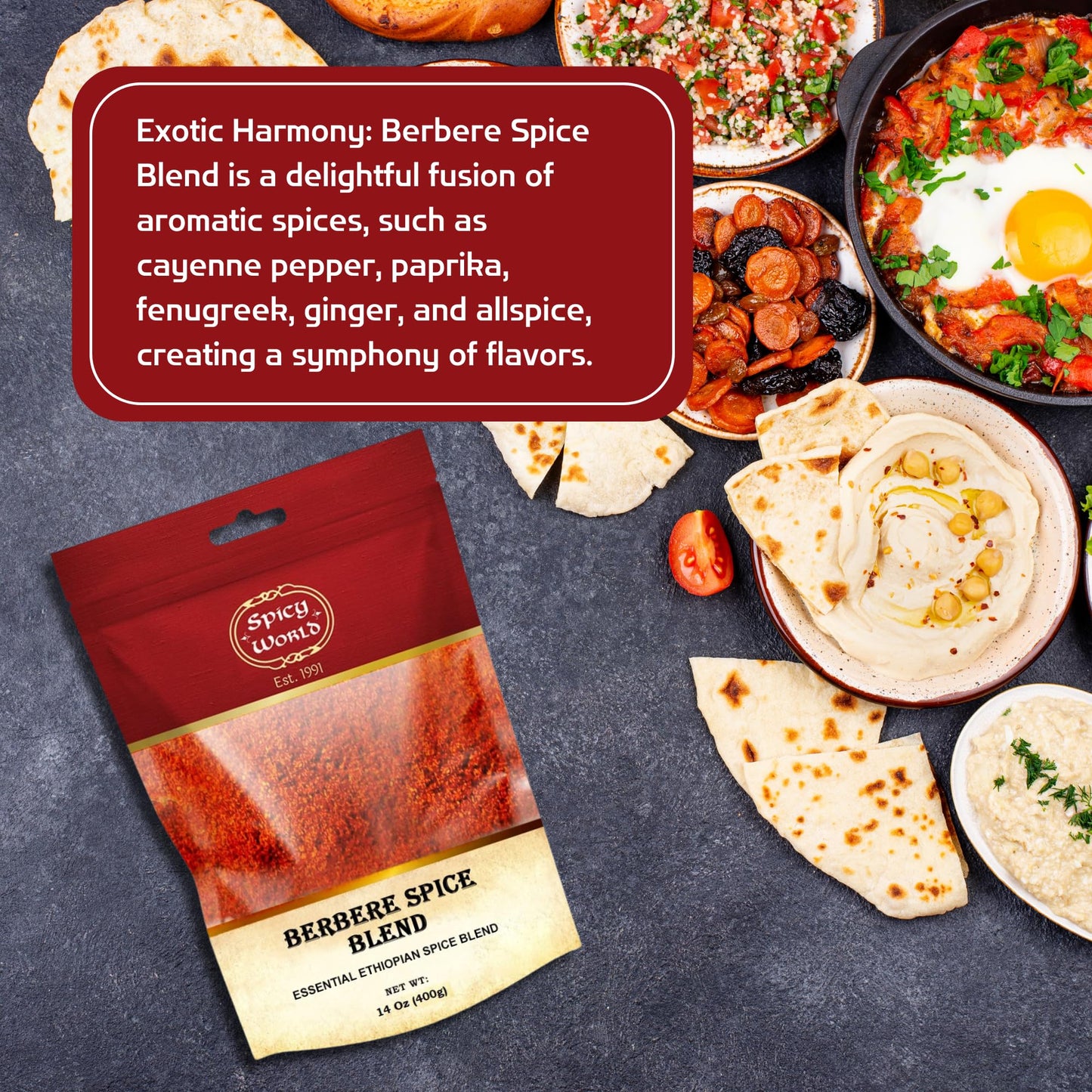 Spicy World Berbere Spice Blend 3.5Oz | Authentic Ethiopian Seasoning Hand-Blended | Rich 14-Spice Mix For Flavorful Dishes