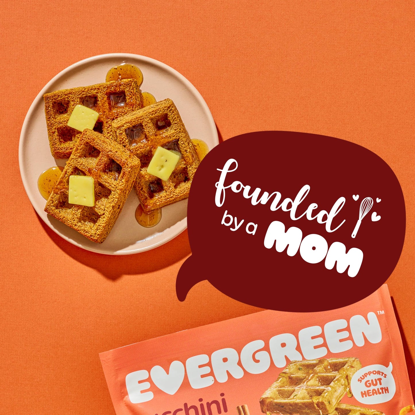 Evergreen Zucchini and Carrot Cake Waffles, 100% Whole Grain, 1 Full Combined Serving of Fruits & Veggies, Supports Gut Health,