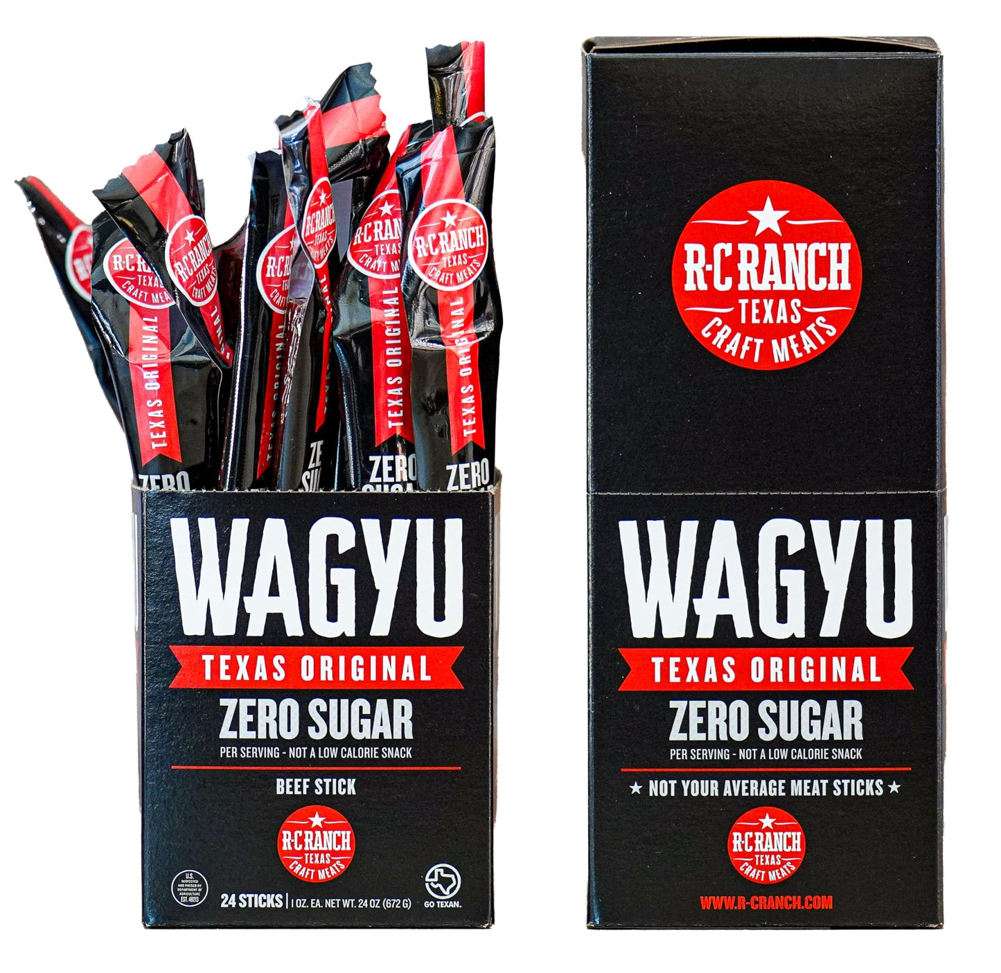 R-C Ranch - Wagyu Premium Beef Stick - 24ct/1oz - Texas Original - Zero Sugar - Individually Wrapped - Not Your Average Meat Sti