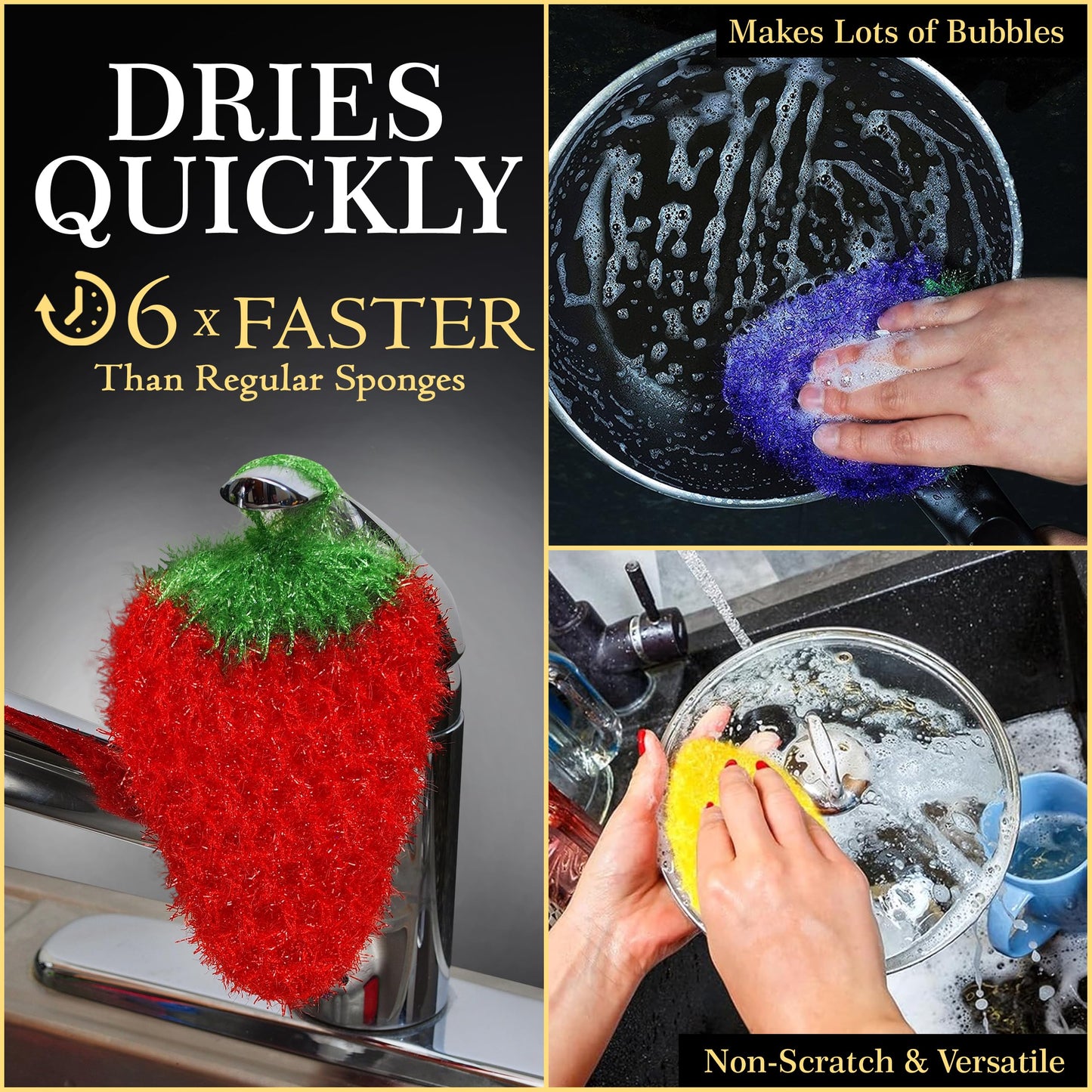 Dish Scrubbie Durable Dish Scrubber (5 Pc) - Long Lasting, Non-Scratch, Odorless And Reusable Kitchen Scrubber - All Purpose Scr