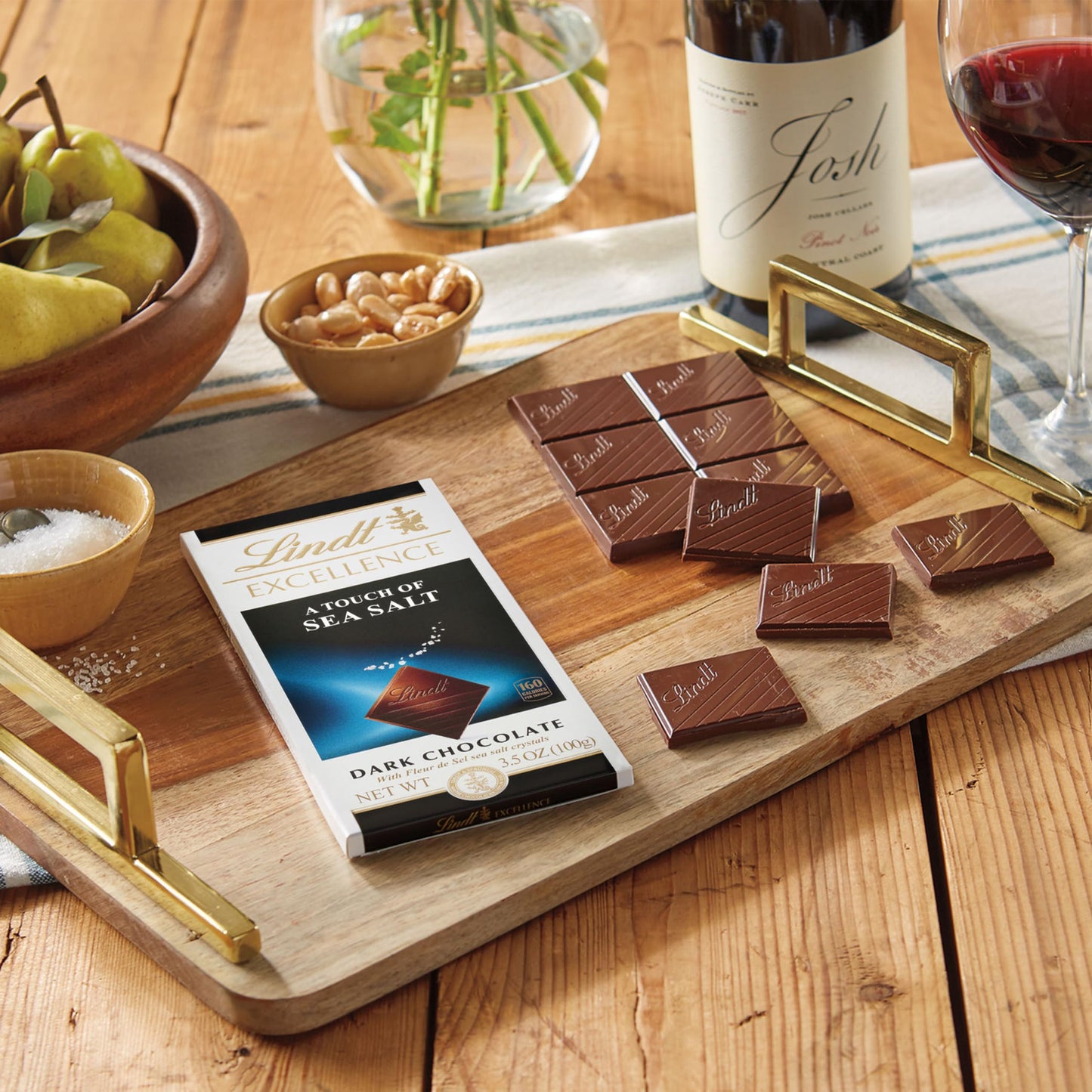 Lindt EXCELLENCE Sea Salt Dark Chocolate Bar, 3.5 oz (Pack of 12), Natural, Model 392965